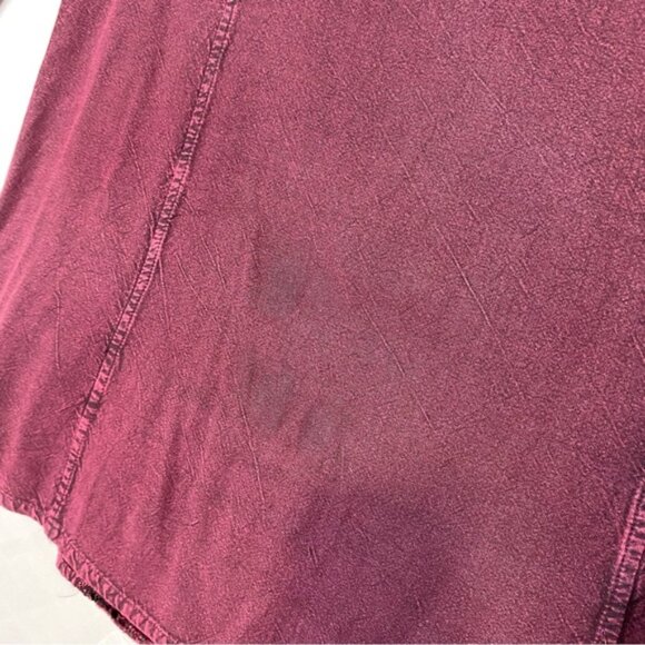 Vintage Yaya Burgundy Boho Scoop Neck Button Front Embroidered Top M - Picture 6 of 16